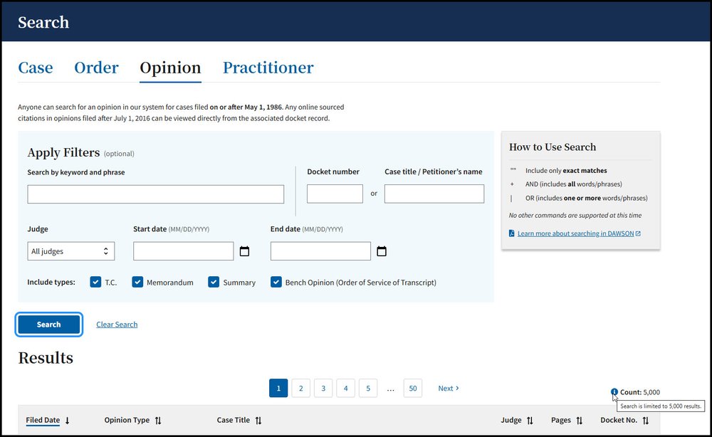 DAWSON Search Image - Opinion Tab