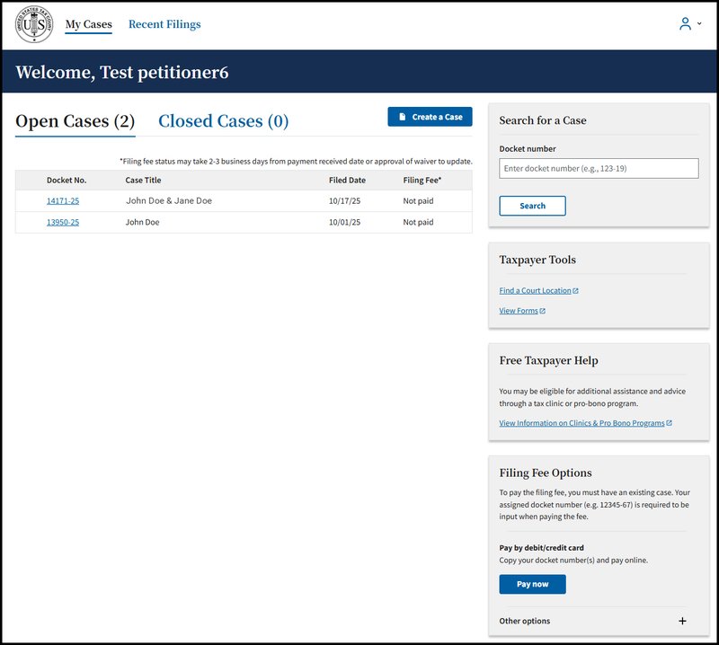 Screen capture of the DAWSON Open Cases Dashboard view