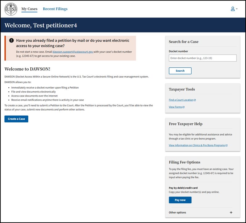 Screen capture of the Welcome to DAWSON page